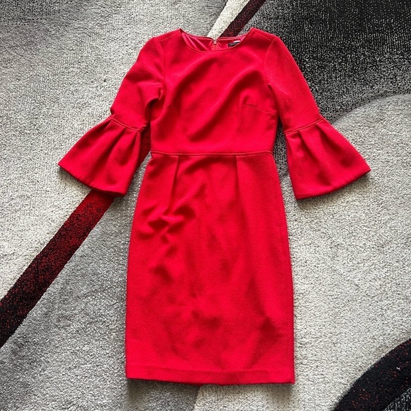David Meister Red Bell Sleeve Sheath Dress - Picture 1 of 5